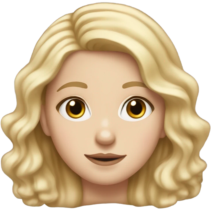 White girl with small nose and blonde pretty wavy hair wearing ping and blush on her checks  emoji