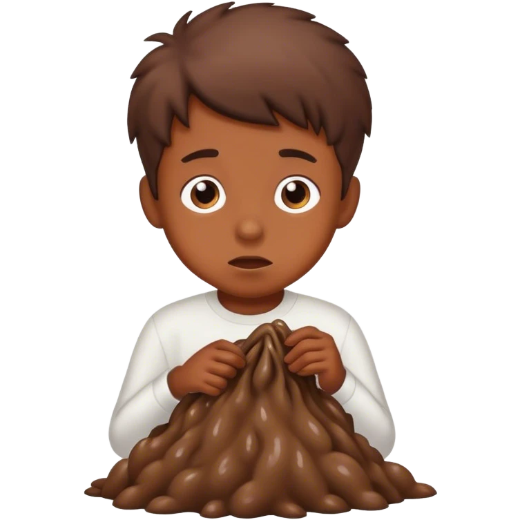 Boy making poop emoji