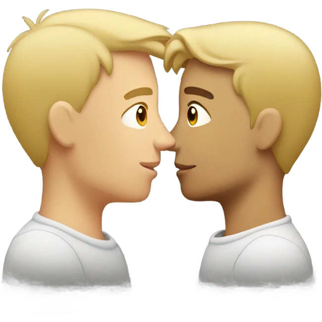 blonde white guy kissing a latino guy  emoji