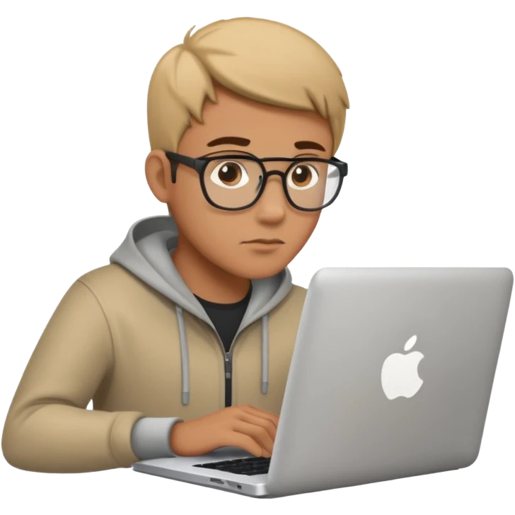 male developer coding on a Mac laptop emoji