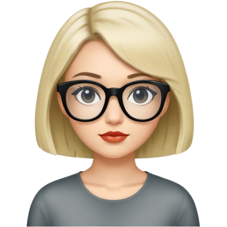 white young woman with chin-legth bob and black rayban glasses emoji
