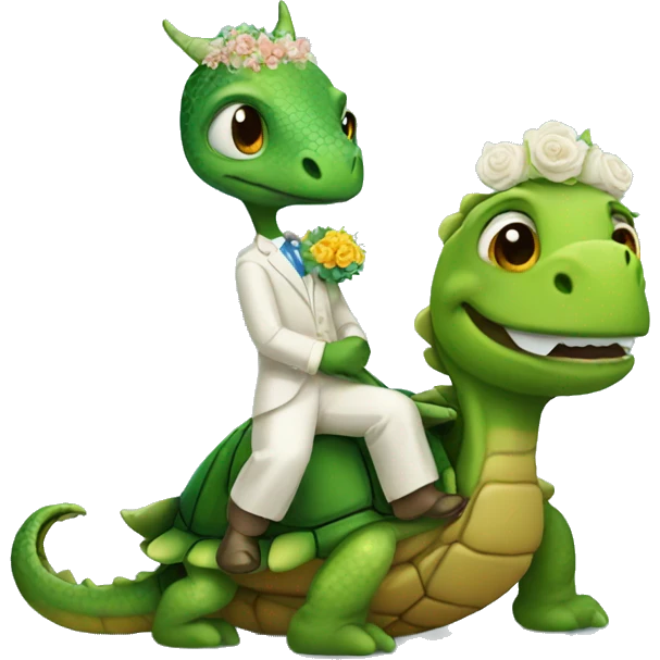 A dragon and a turtle getting married emoji