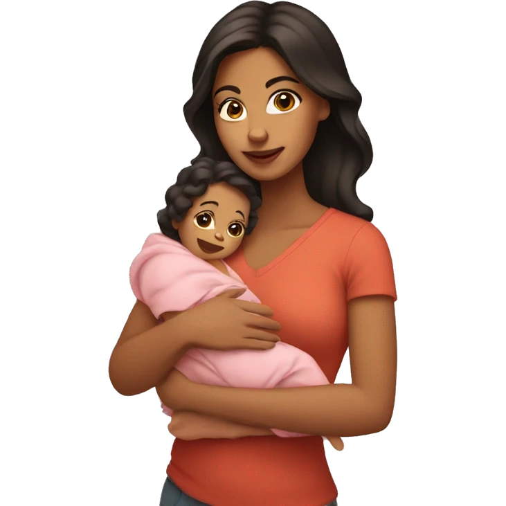 Latina holding baby emoji