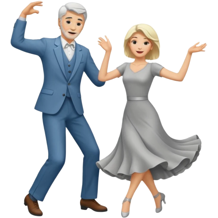 tall blonde man dancing and grey haired woman dancing emoji