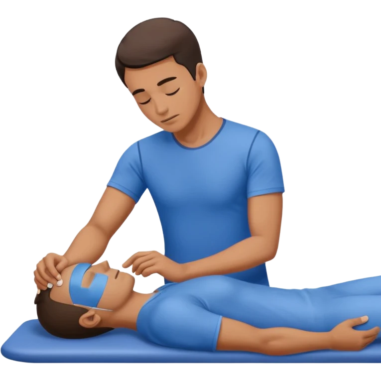 fisioterapia hombre de azul haciendo una terapia manual emoji
