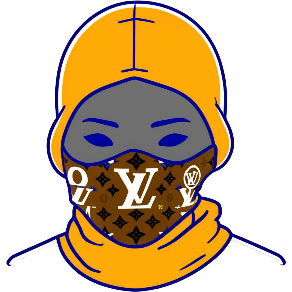 designer Louis Vuitton balaclava ski mask with the iconic brown LV monogram pattern emoji