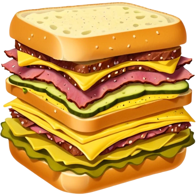 Pastrami sandwich with mustard and pickles  emoji