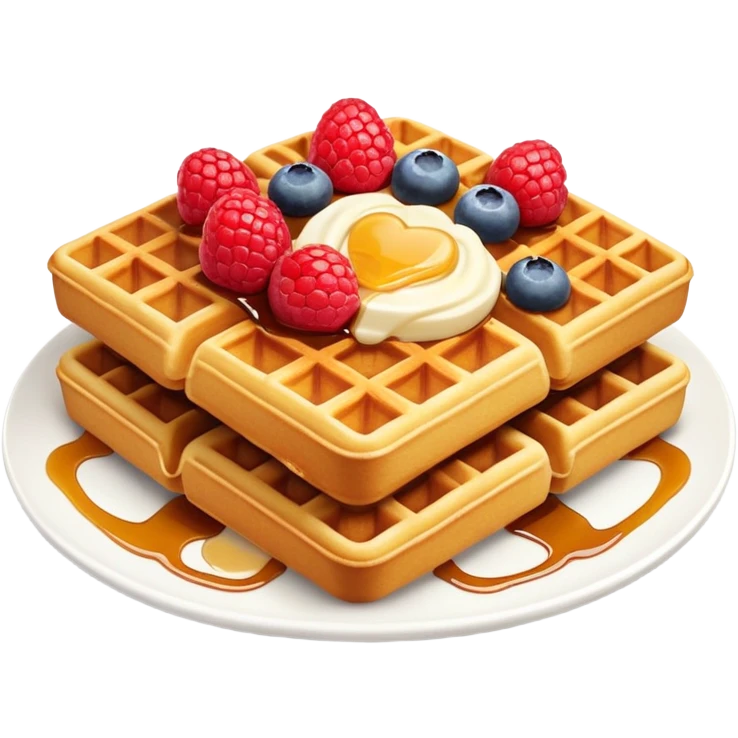 Belgian waffle with toppings in emoji style emoji