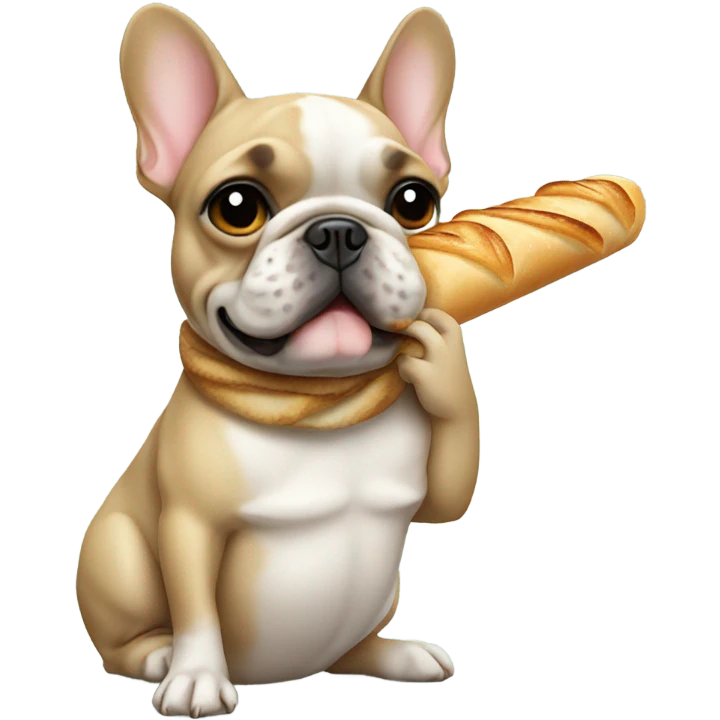 French bulldog with a baguette  emoji