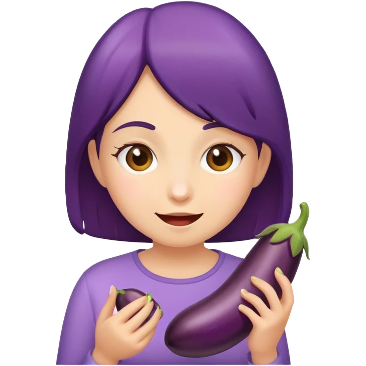 girl eating a eggplant emoji