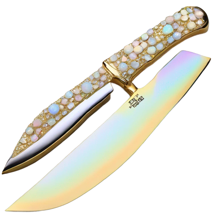 opal crystal rhinestone handle gold knife emoji