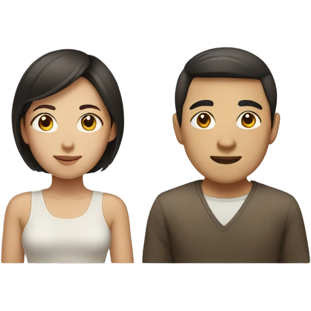 Asian women and man with brown hair emoji