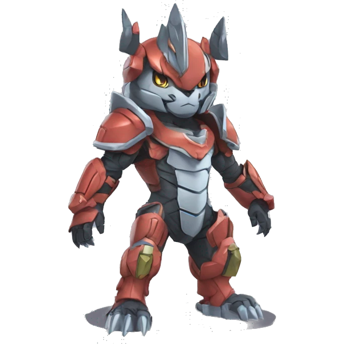 cute kawaii cool edgy armored Digimon-Fakemon-animal full body emoji