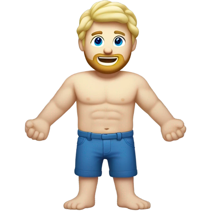 full body raised arms light curl blonde 30yo man blue eyed pale skin emoji