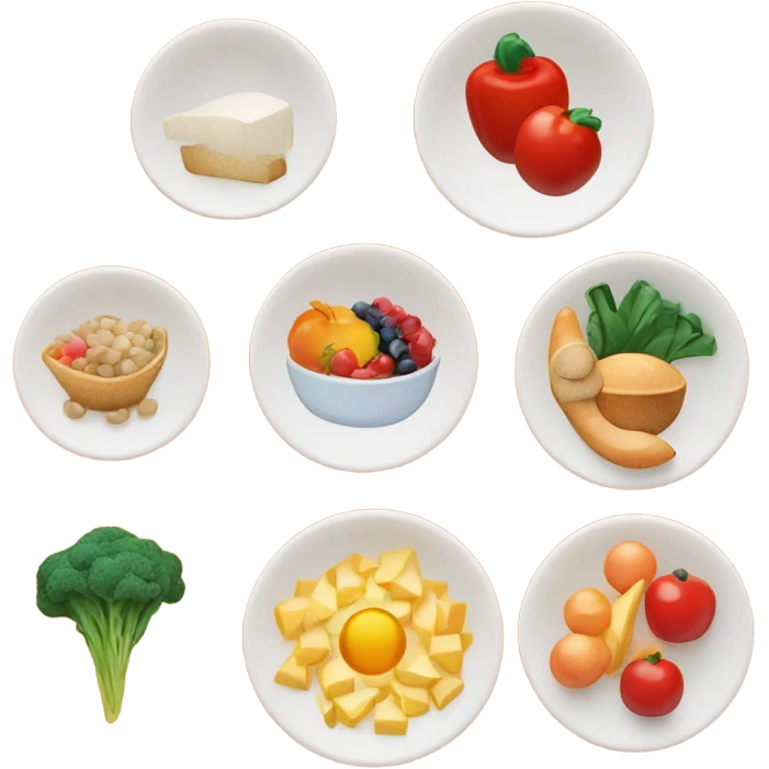 Nutrition list with dish icons and check marks. emoji