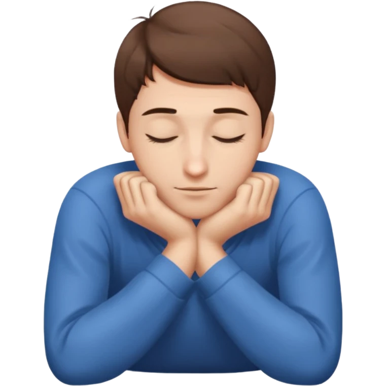 Man with short brown hair in child’s pose emoji