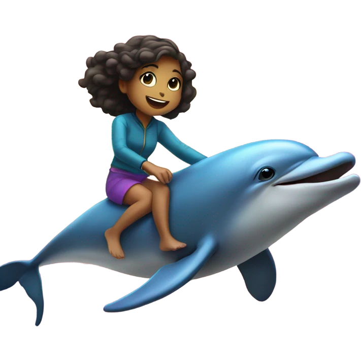 Girl riding a dolphin in the galaxy emoji