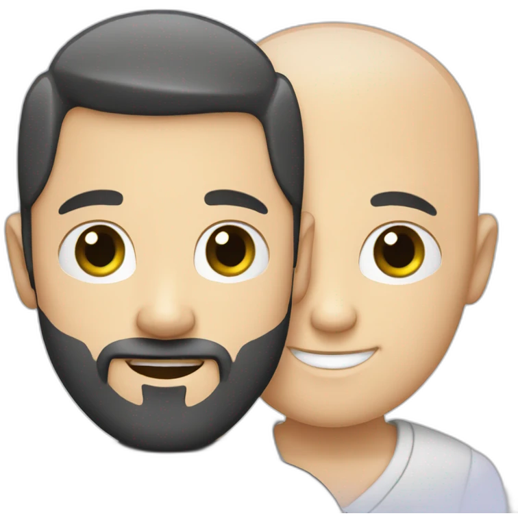 Bald white boy with black beard hugging emoji