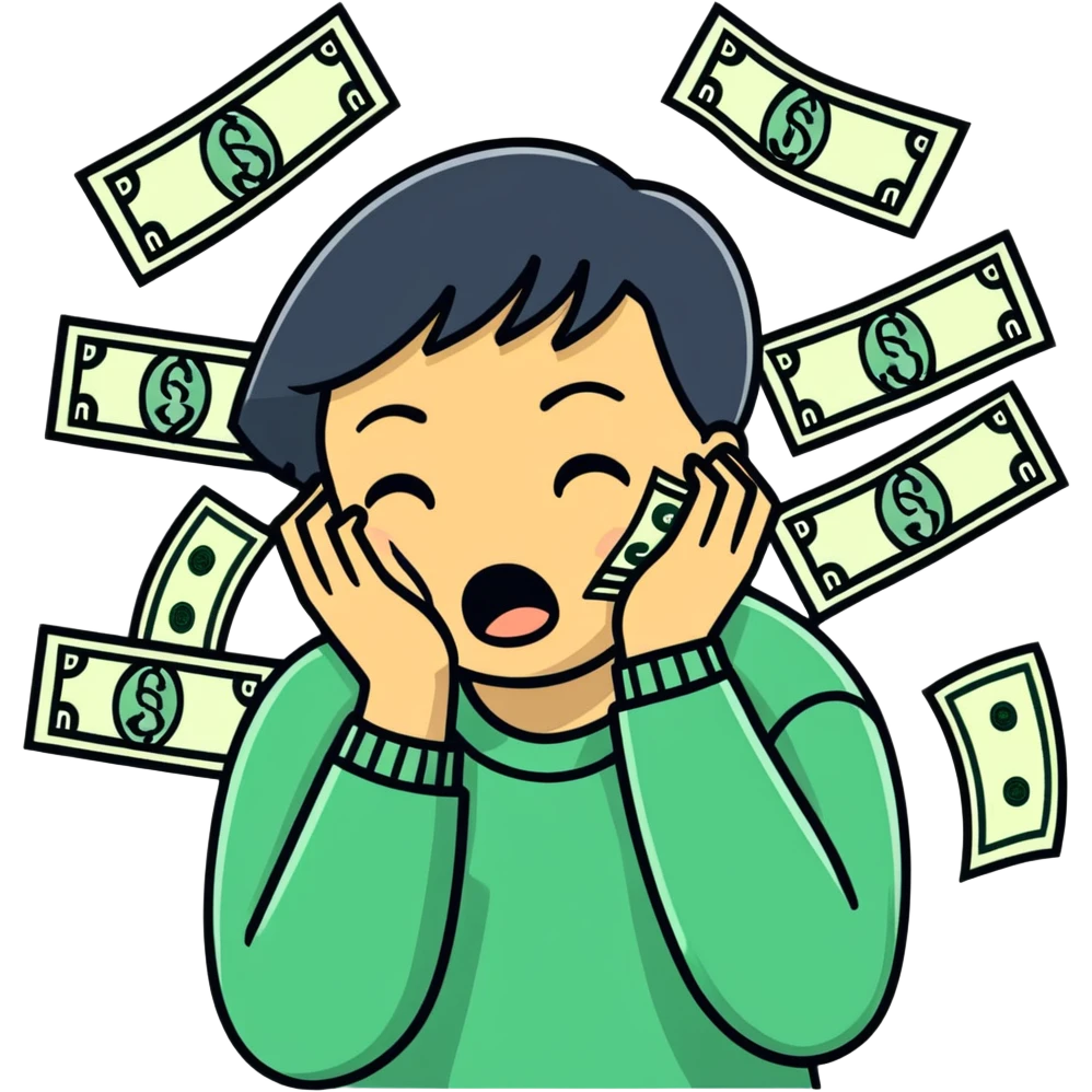 Crying spending money person emoji