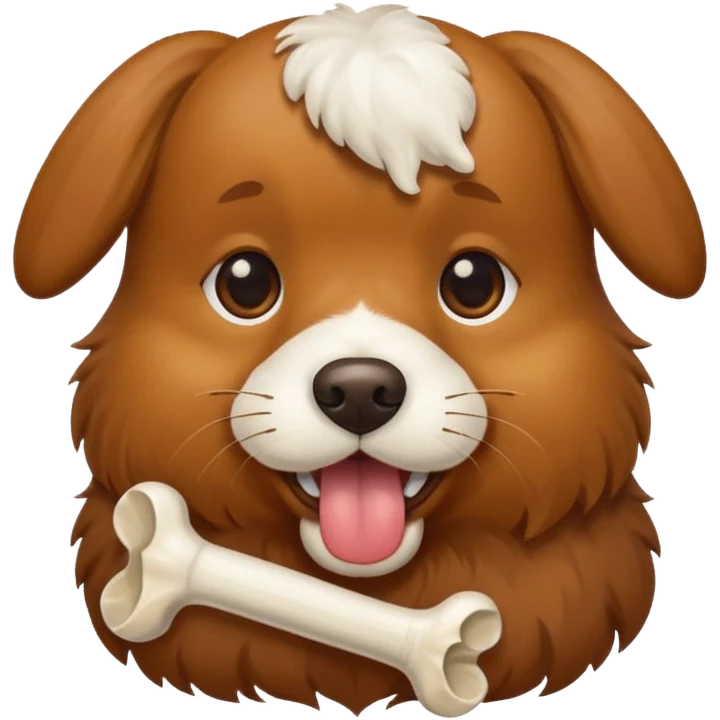 Brown dog with bone in its mouth  emoji