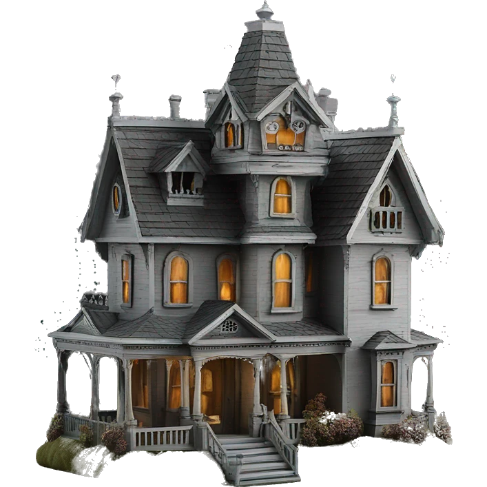Haunting graveyard field Victorian large mansion birdhouse  emoji