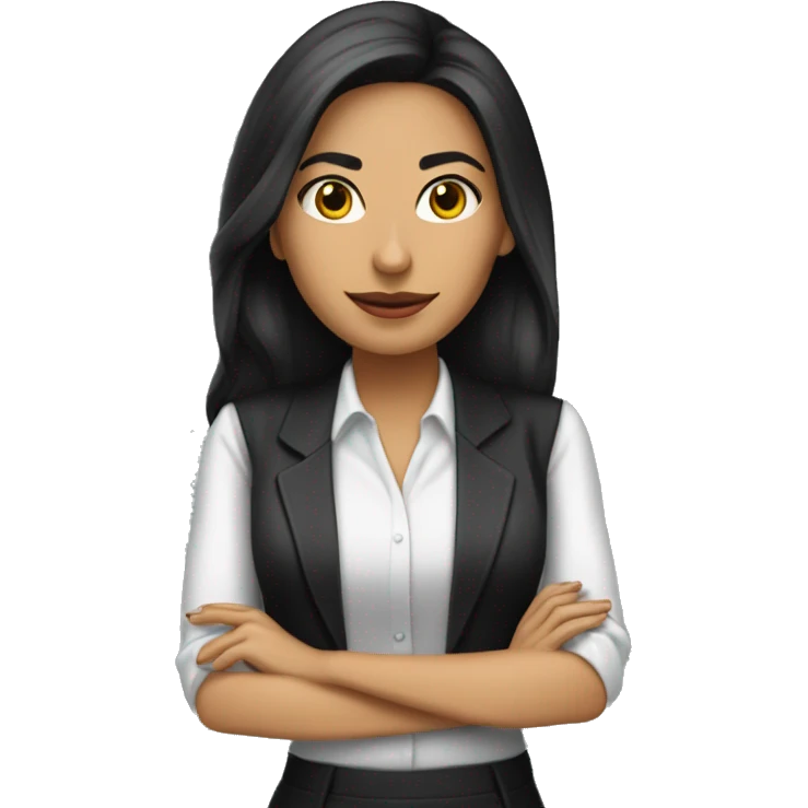 Secretaria joven morena cabello largo ojos negros emoji