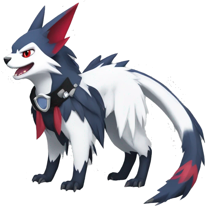 Cool Edgy Nargacuga-Absol-Zangoose-Sneasel-Quilava with a collar on, full body emoji