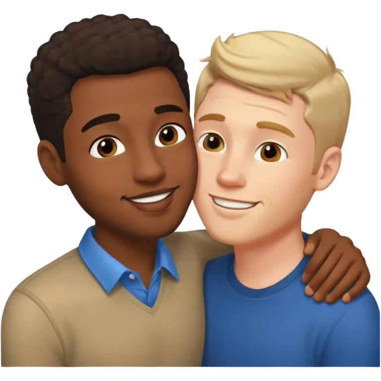 Black boyfriend white boyfriend kissing emoji