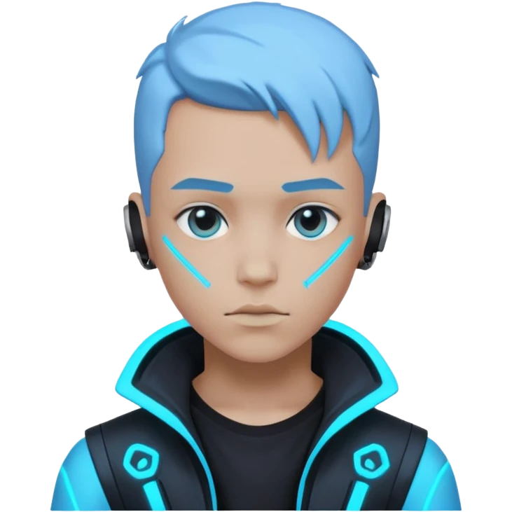 boy neon cyberpunk light blue emoji