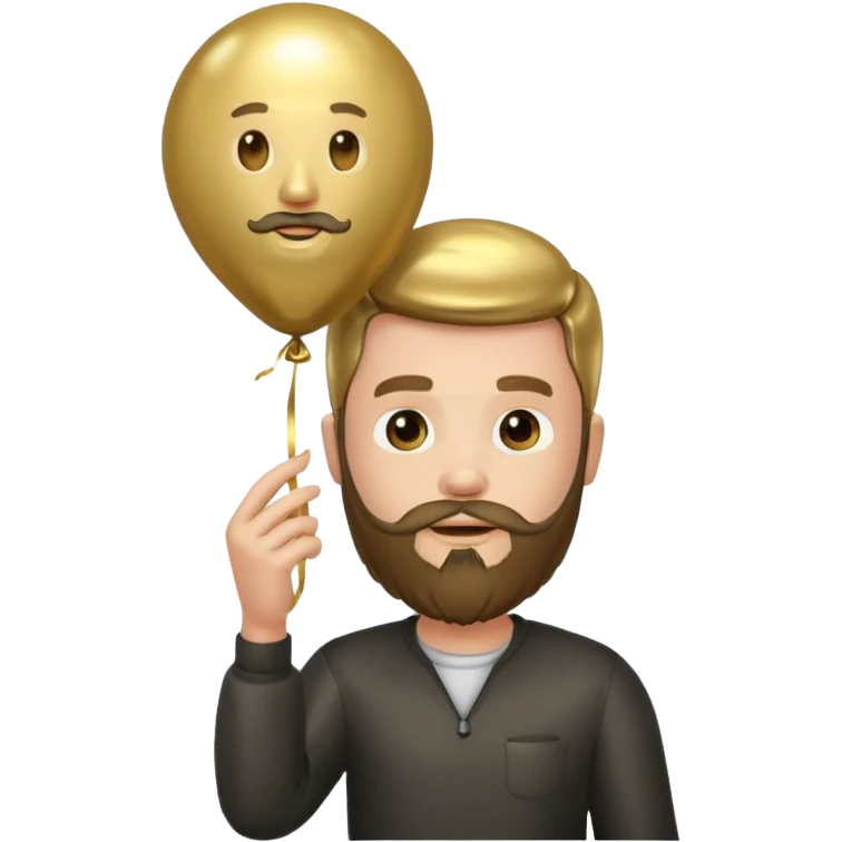 Bearded man hold gold balloon emoji