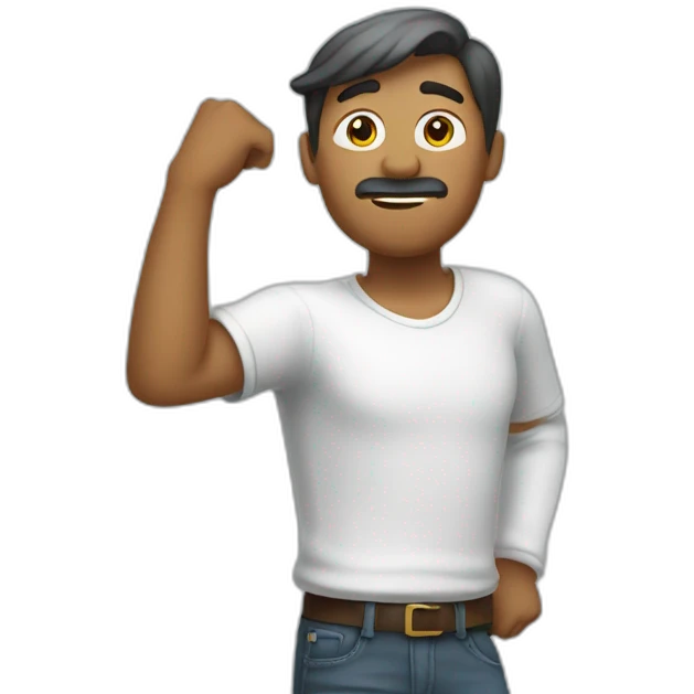 Un homme qui fait un dab avec ses bras emoji