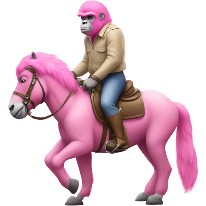 Pink gorilla on a horseback  emoji