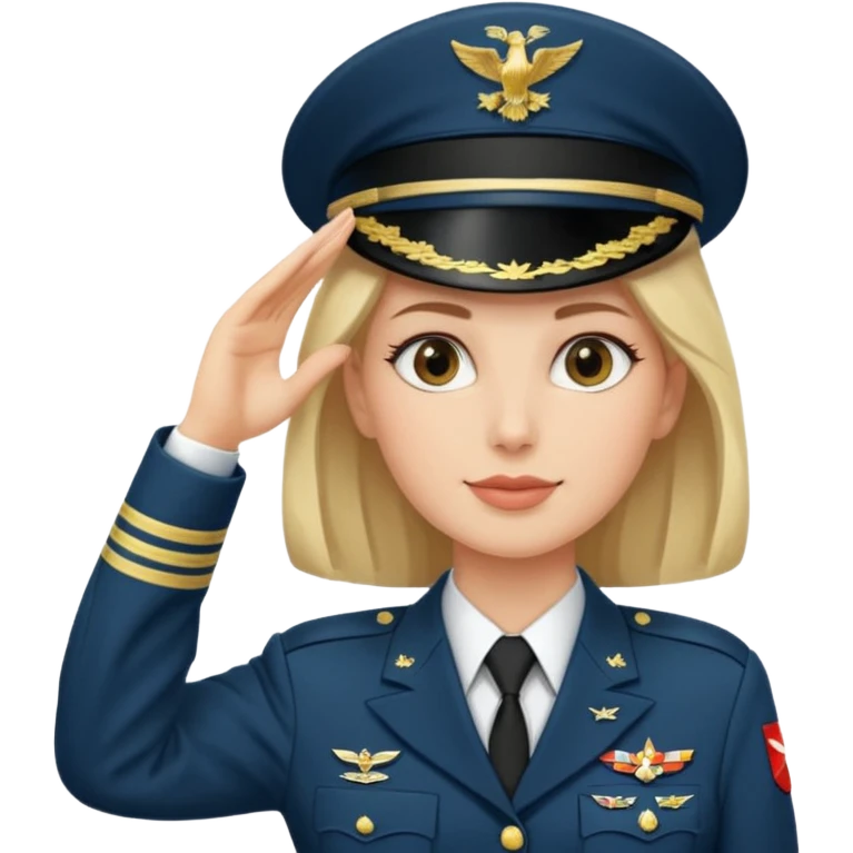 Teniente coronel mujer saludando emoji