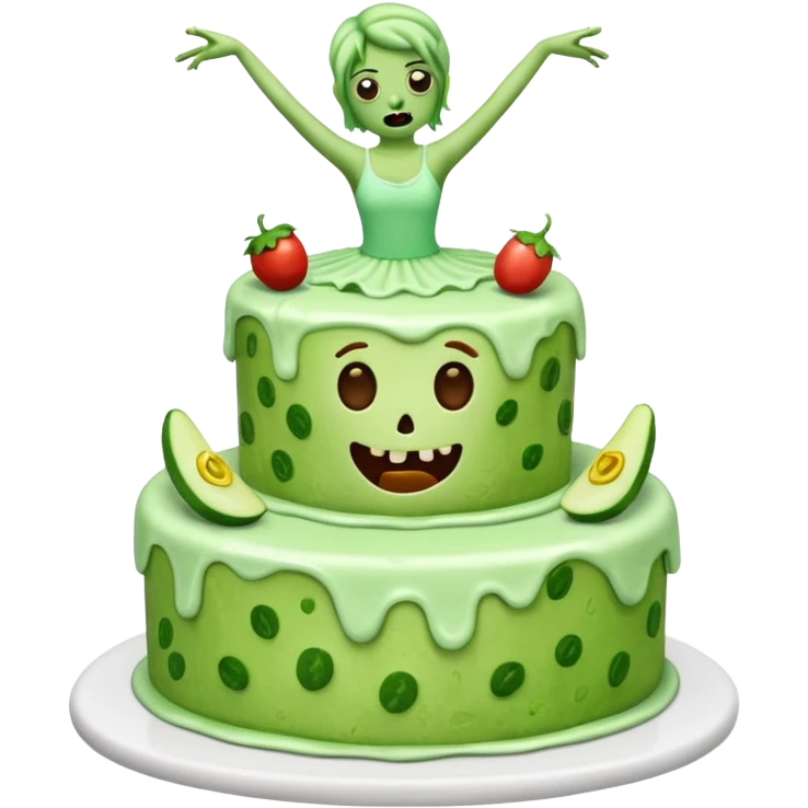 zombie cucumber cake with a dancer, emoji style emoji