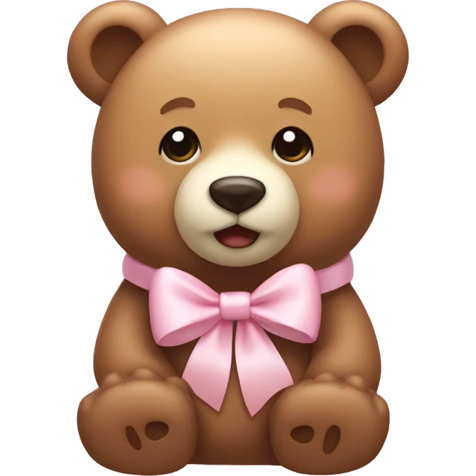 cute bear with light pink bow on the neck of the bear emoji