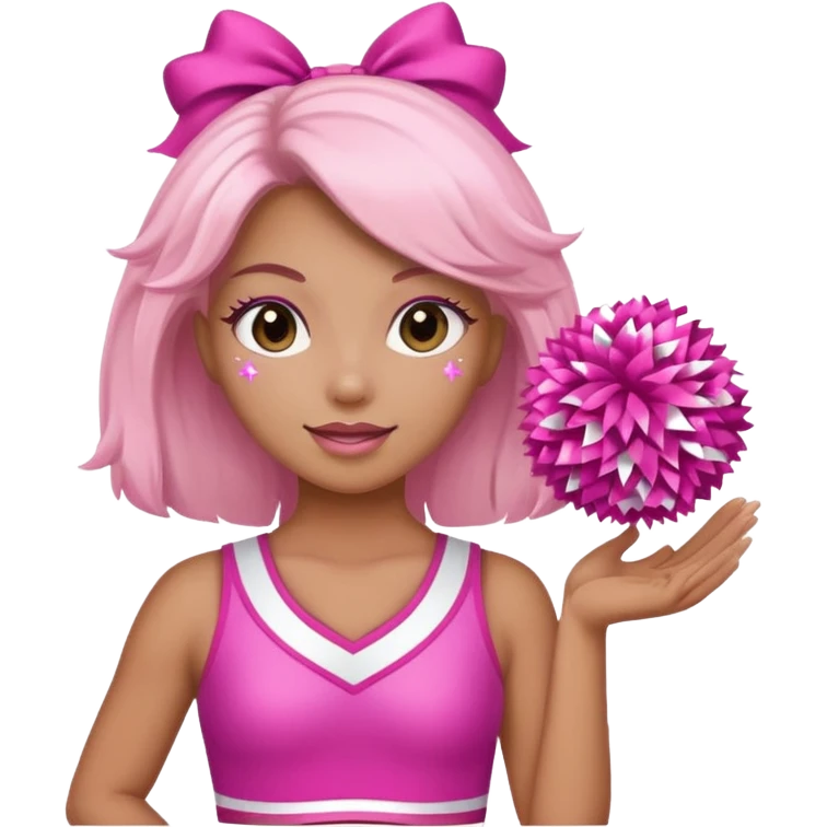 football cheerleader, holding big cheering pom, pink and twinkle emoji