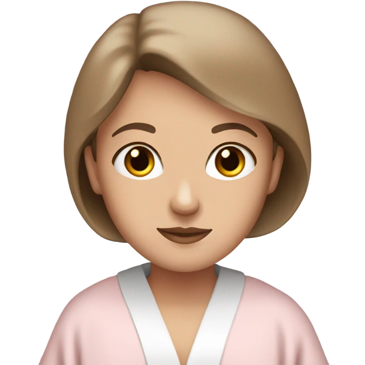 white girl brown eyes in light pink robe emoji