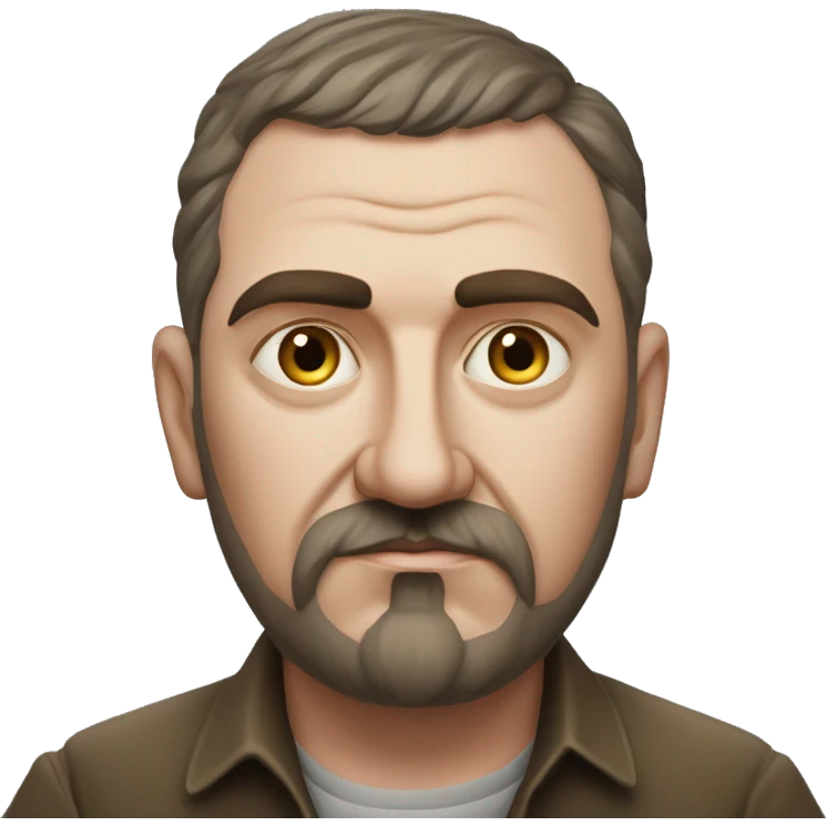 Russian writer Alexander Kuprin Photorealism A plump serious man of Slavic appearance with Small eyes with goatee beard and mustache, with a  short haircut, big detailed face, wrinkled face emoji