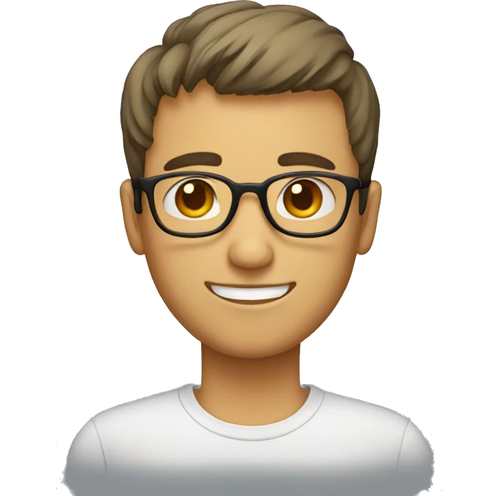 Guy with short hair and choppy bangs with thin glasses emoji