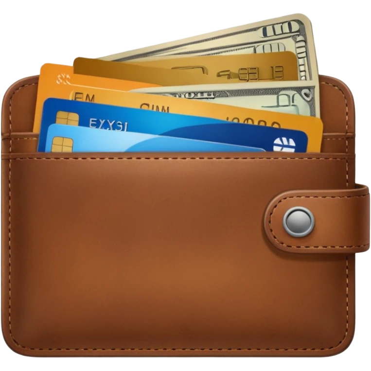portefeuille marron avec pleins de billet et carte bancaire emoji