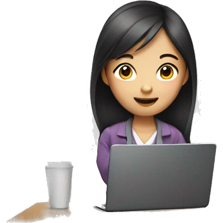 Asian girl with smart phone and laptop emoji