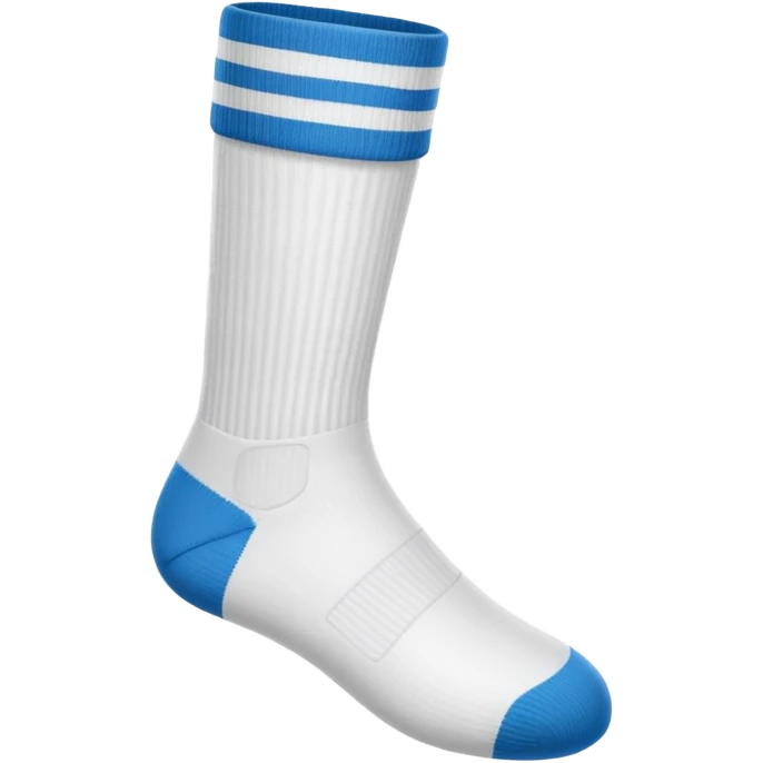 a single football sock, completely white, no blue, no other colors, no logos, no patterns, simple emoji style emoji