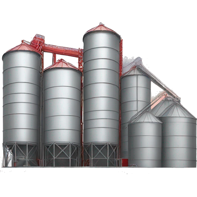 3 Silos with grey and red color scheme emoji