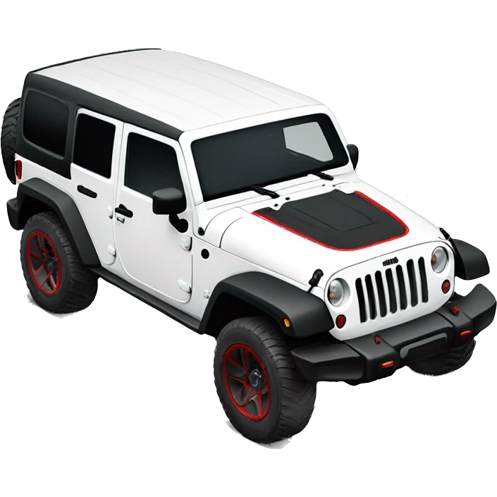 White Jeep Wrangler Rubicon with white roof and red accents  emoji