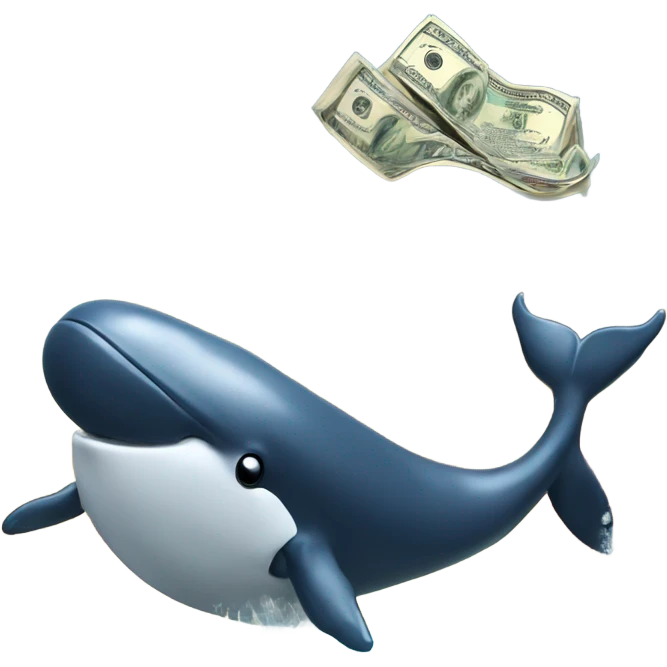 Whale blowing money out of blowhole emoji