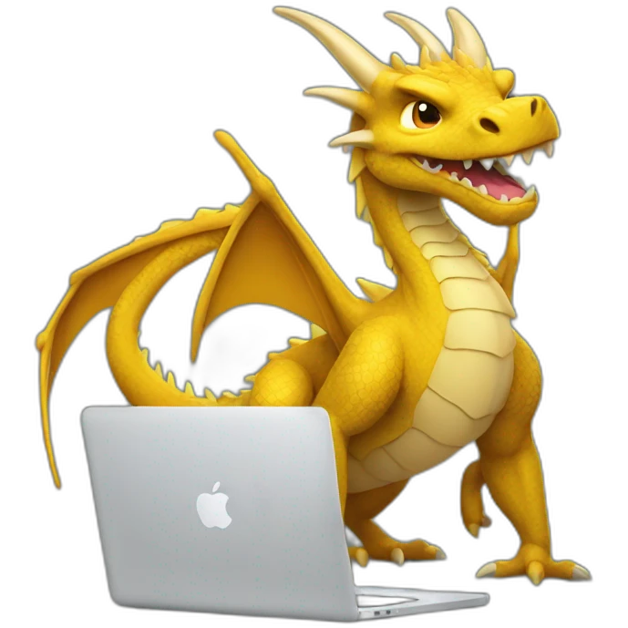 dragon with a mac book pro emoji