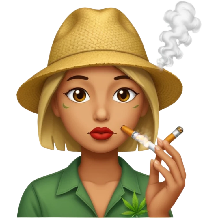 kissy face smoking weed emoji