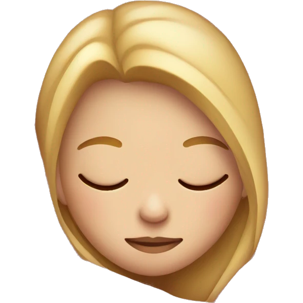Blonde girl sleeping on left side in pink blanket emoji