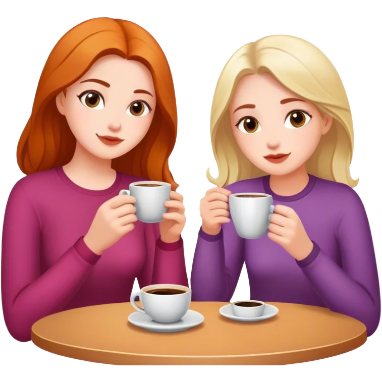 Cinematic realistic girlfriends sitting drinking coffee in a homely atmosphere emoji