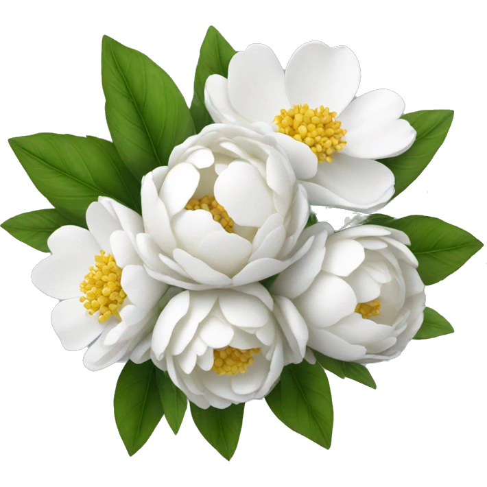 White peonys bouquet emoji